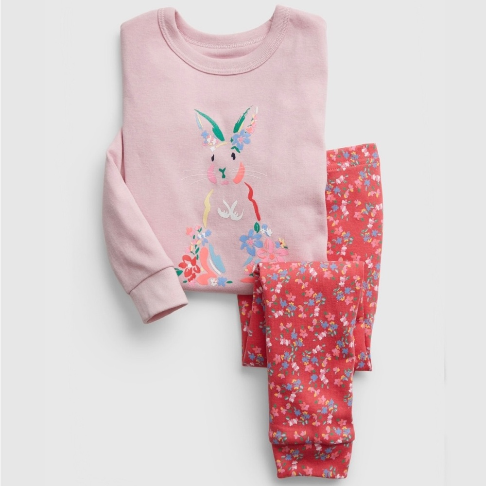 NEW Baby Gap 100% Organic Cotton Bunny Graphic PJ Set